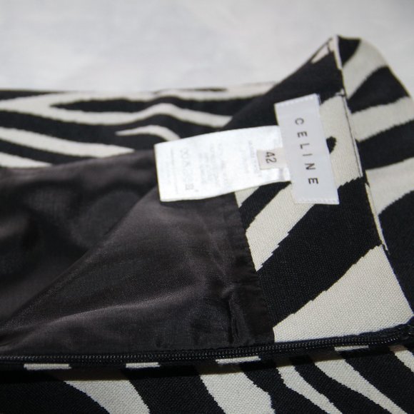 Celine Zebra Stripe Print Wool Mini Skirt Made in France Size 42 - Picture 2 of 6